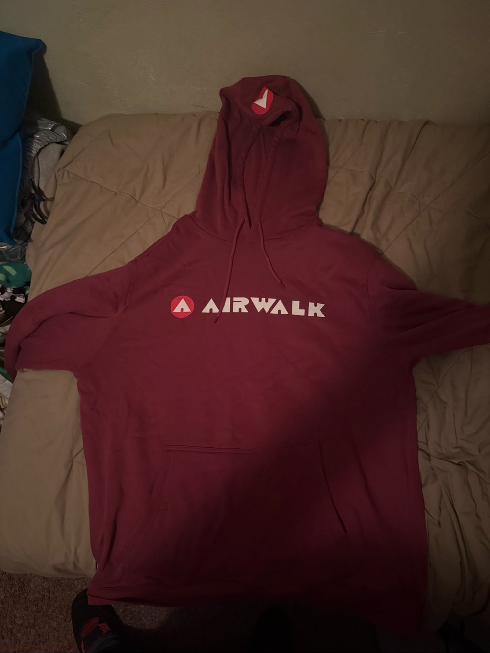 Airwalk Burgundy Pullover Hoodie with Black Logo Trim